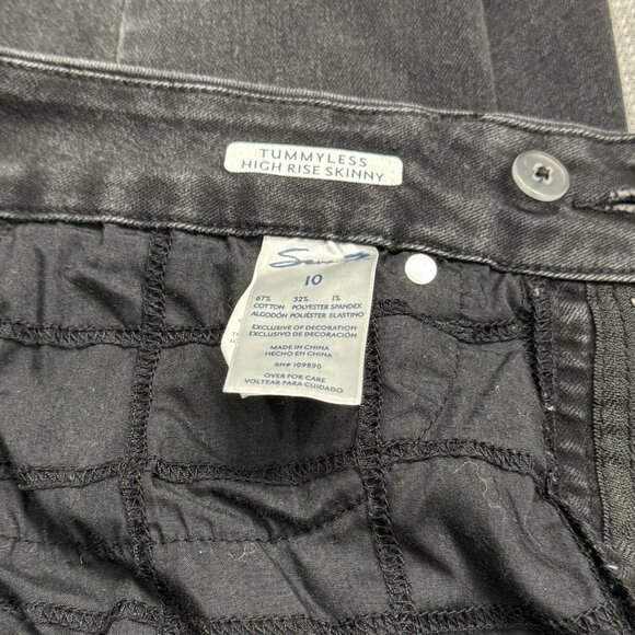 Seven7 Womens Black Distressed Denim Tummyless High Rise Skinny Jeans Size 10 - Picture 10 of 16